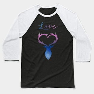 Love heart antlers watercolor deer Baseball T-Shirt